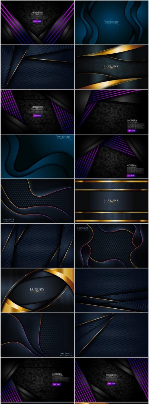 Luxury dark navy combination with golden lines background graphic element