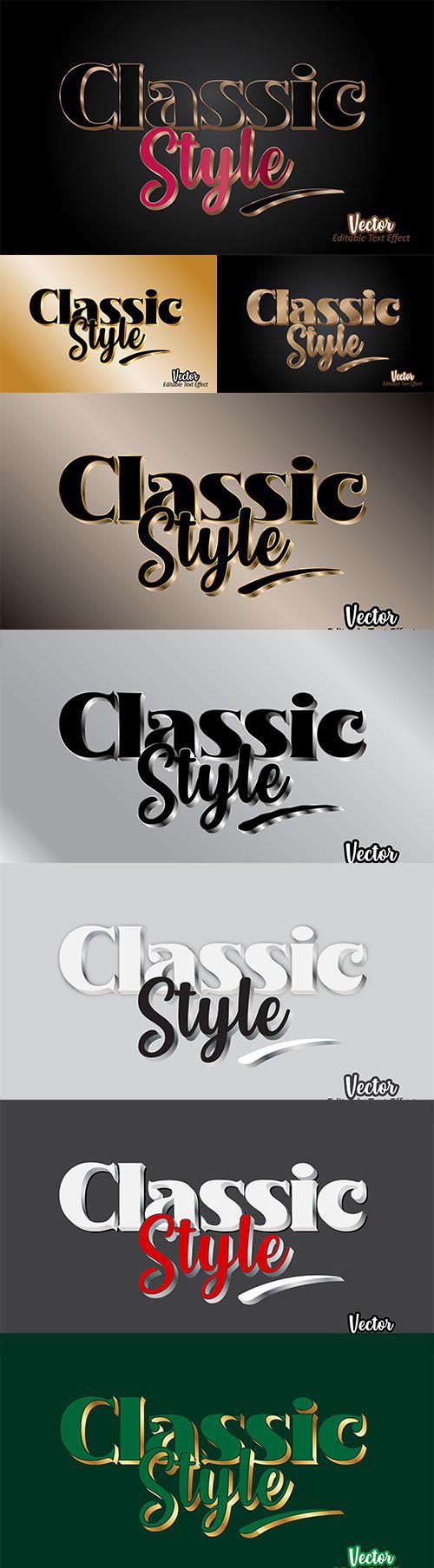 Editable classic style 3d text effect template premium vector