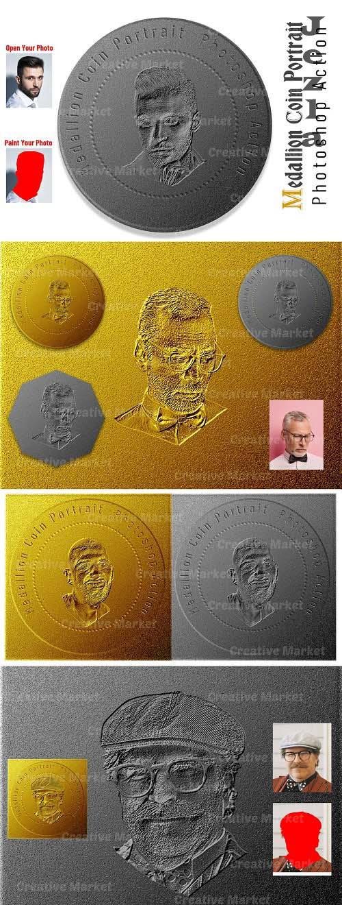 Medallion Coin Portrait PS Action - 6530547