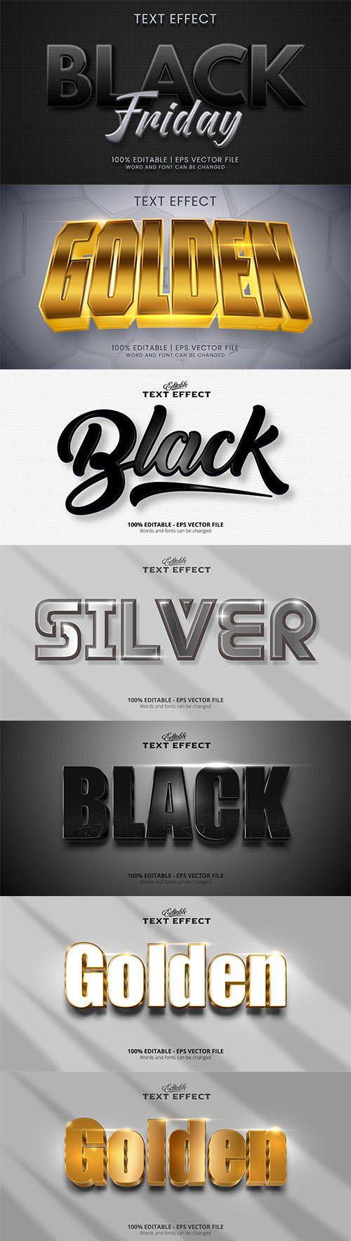 Set 3d editable text style effect vector vol 175