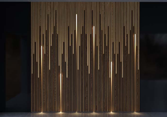 Wood And Brass with Lights Wall Panel