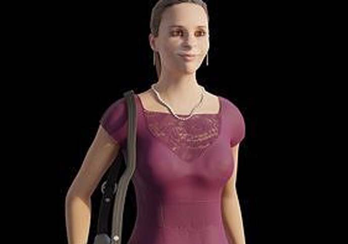 Human female character Jennifer with purple dress