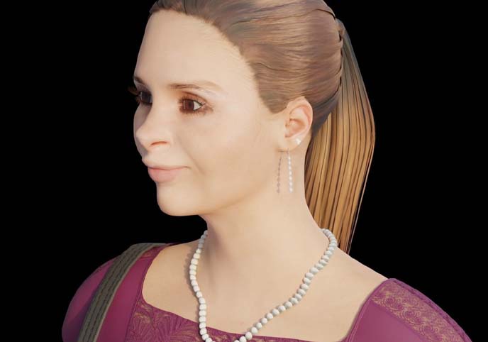 Human female character Jennifer with purple dress
