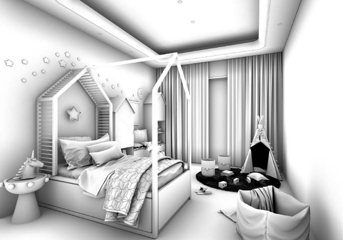 3D model of bedroom