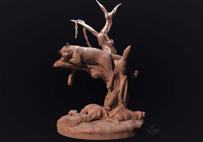 panther on a tree for 3d printing