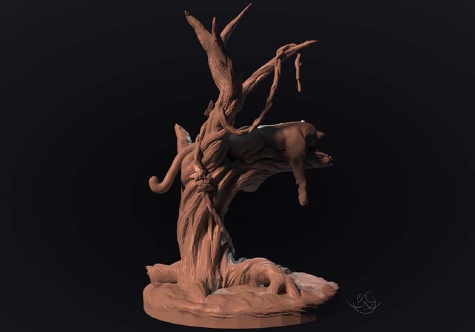 panther on a tree for 3d printing