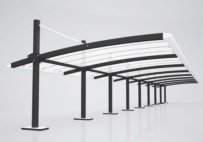 Landscape parking canopy metallic and glass combinition