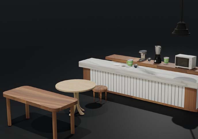 Low Poly Cafe Assets