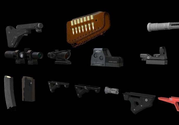 60 Game Ready Low Poly Weapon Accessories