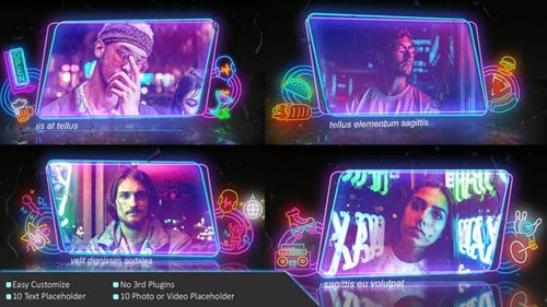 Videohive - Neon Frame In The Rain Photo Slide - 30262952