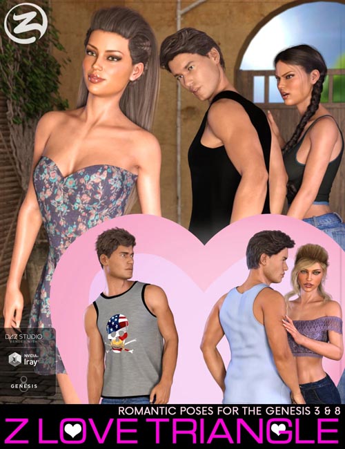 Z Love Triangle - Romantic Poses for Genesis 3 & 8