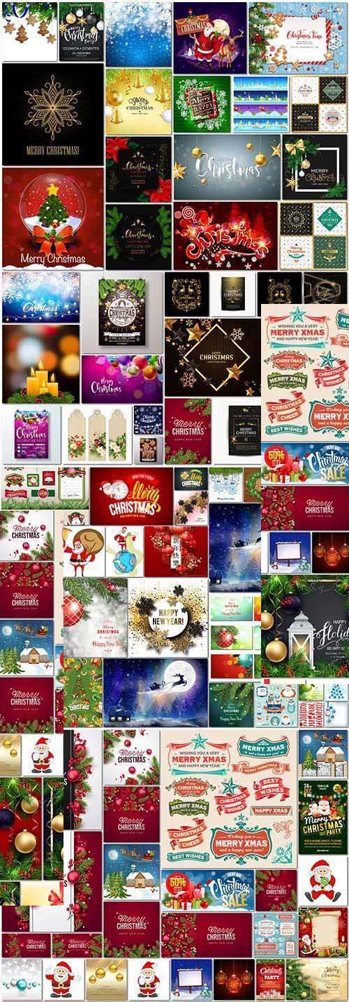 100 Bundle Christmas and New Year vector vol 4