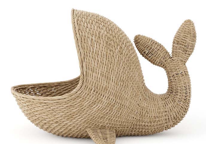 Whale wicker basket