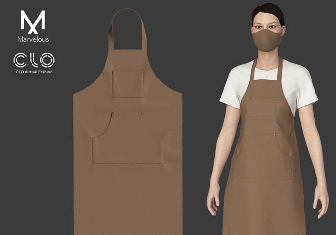 Waiter apron Marvelous Designer and Clo3D