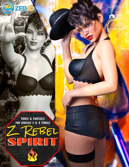 Z Rebel Spirit Poses and Partials for Genesis 3 and 8 Female