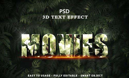 3d movies text effect psd