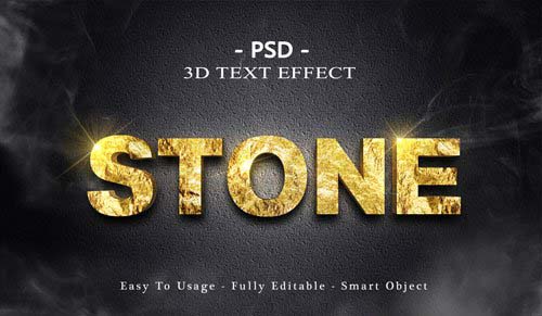 3d stone text style effect premium psd