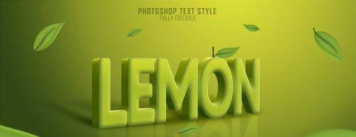 Lemon fruit 3d text style effect template premium psd