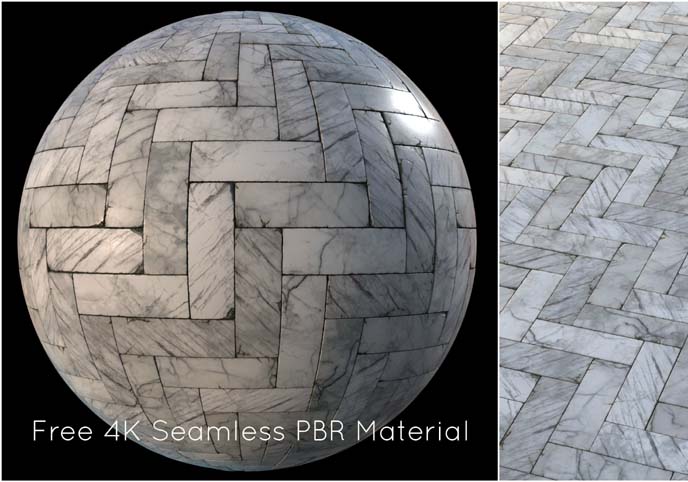 White marble tiles PBR material Texture