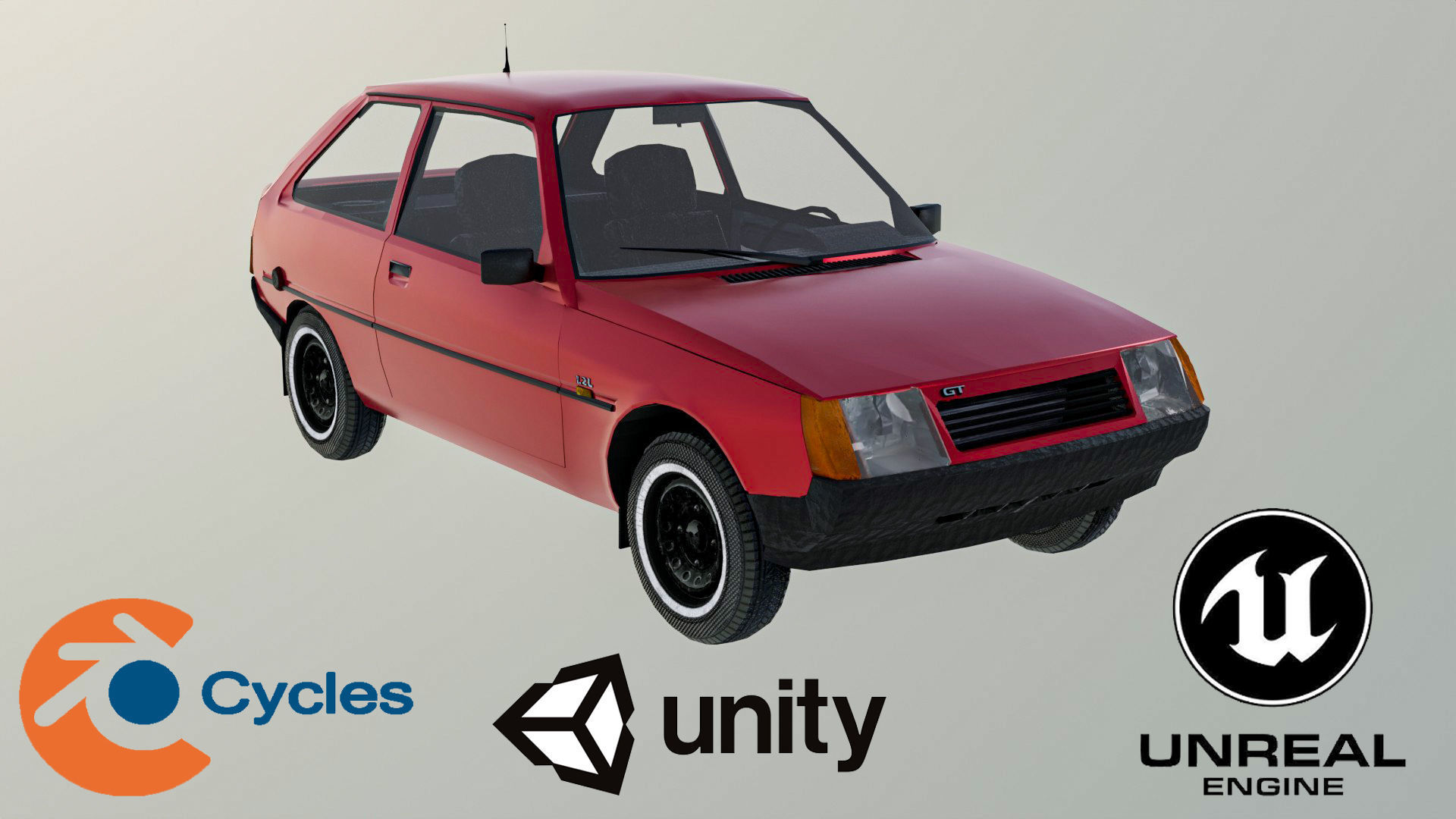 Generic Hatchback Low-poly 3D model Game Ready