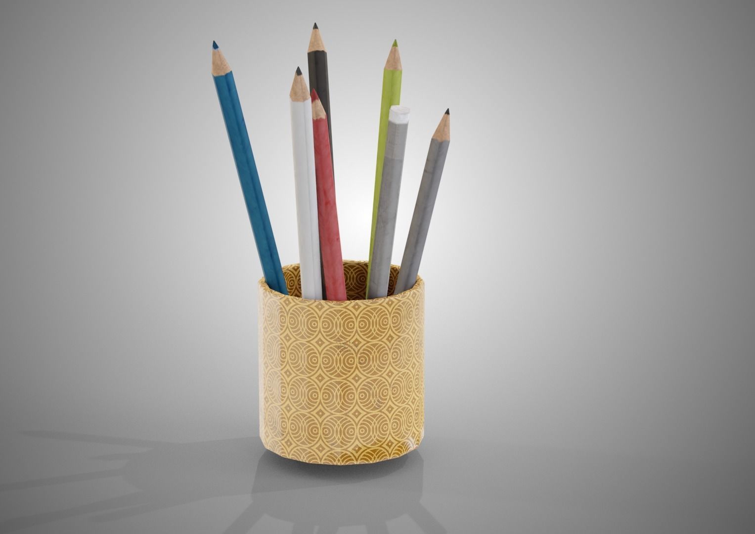 Pens with Pencil holder lowpoly PBR model