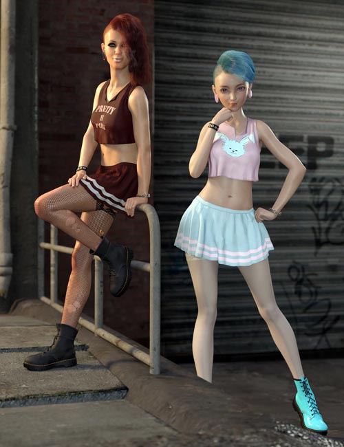 Riot Grrl dForce Outfit for Genesis 8 and Genesis 8.1