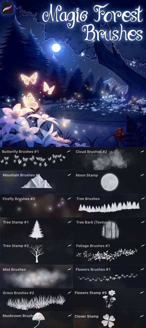 Magic Forest Brushes Pack for Procreate