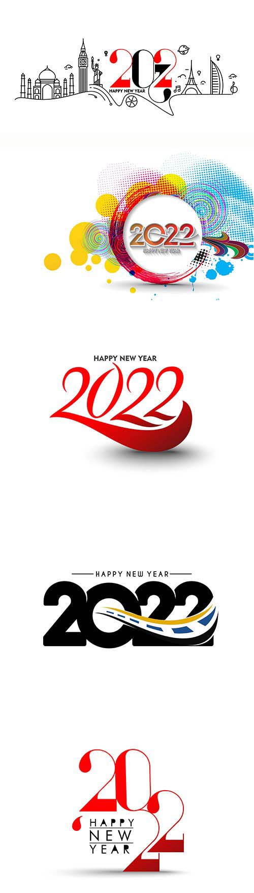Happy new year 2022 text typography vector design