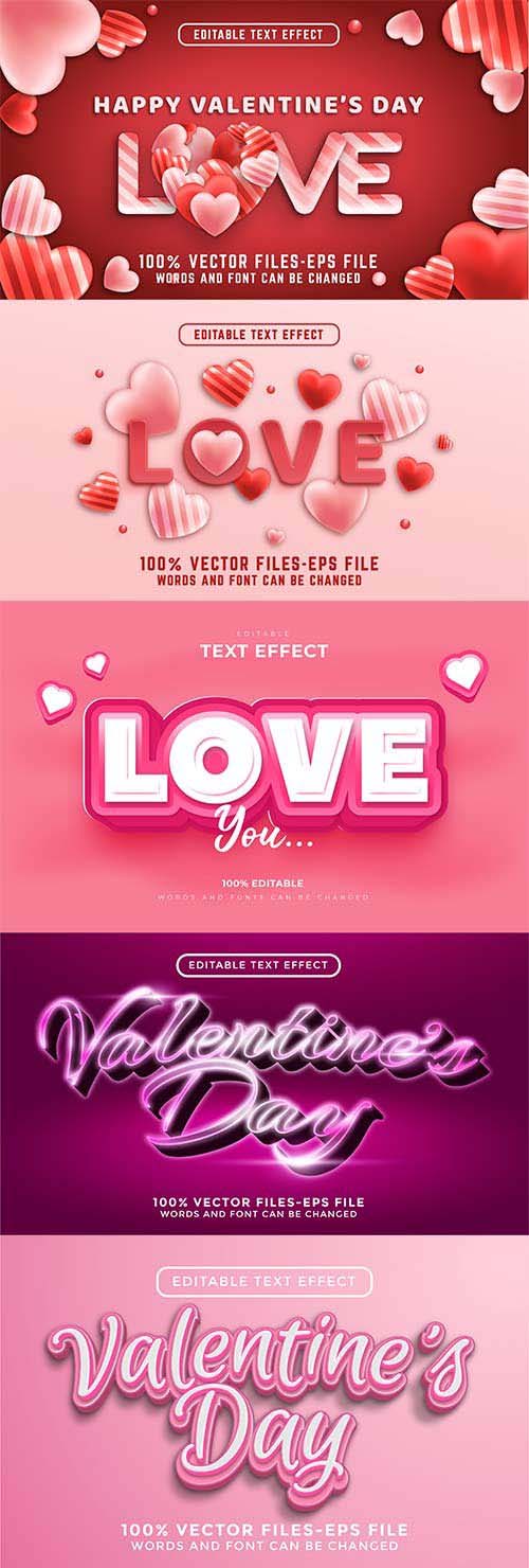 Love 3d editable text style effect vector vol 252