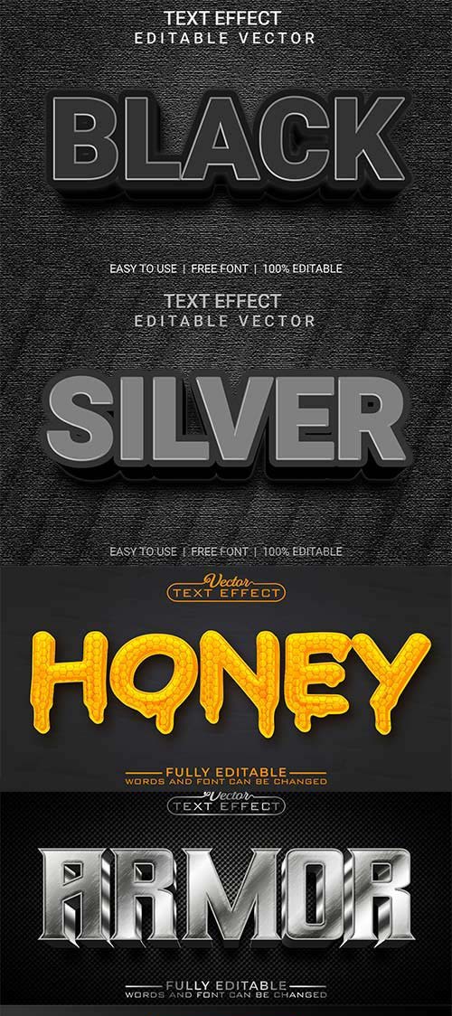 Set 3d editable text style effect vector vol 247