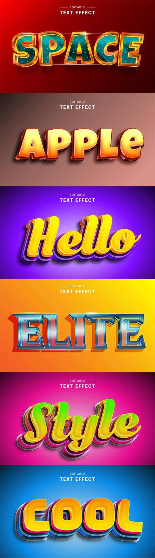 Set 3d editable text style effect vector vol 264