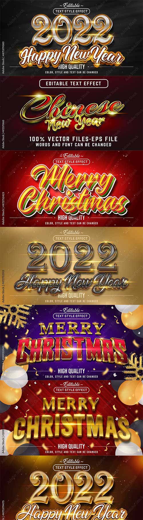2022 New Year and Christmas vector texts