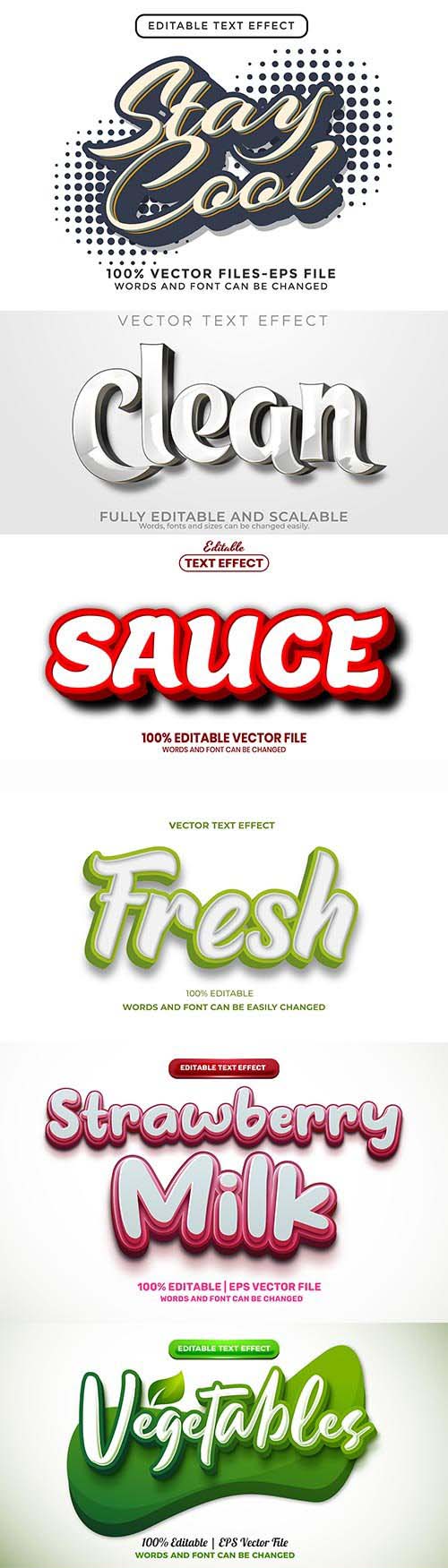 Set 3d editable text style effect vector vol 270