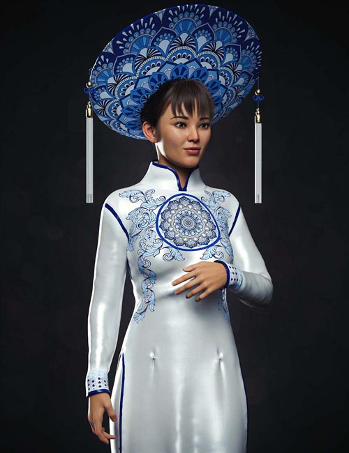 dForce Vietnamese Princess Outfit For Genesis 8 and Genesis 8.1 Females
