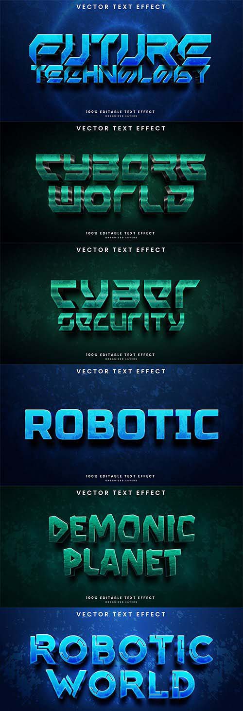 Set 3d editable text style effect vector vol 296