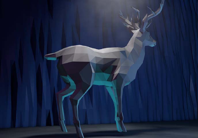 Low-poly walking deer with animation