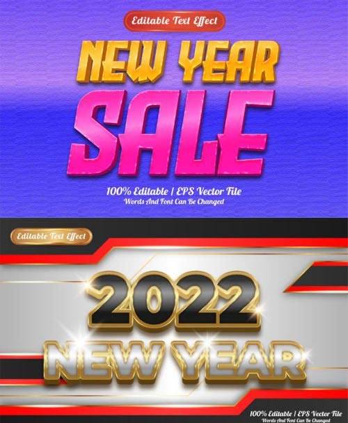 New Year 2022 Text Effects Collection - 10+ Vector Templates