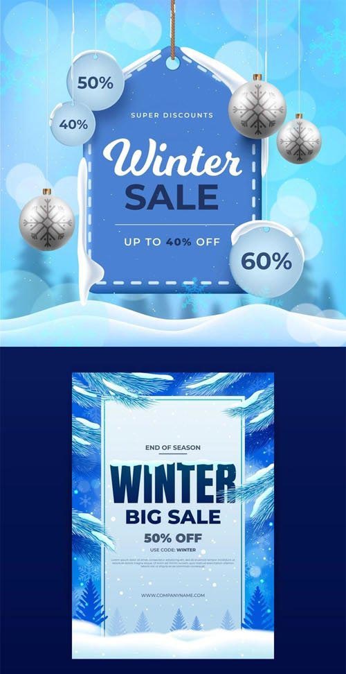 Winter Sales Posters Collection Vol.3 - 6 Vector Templates