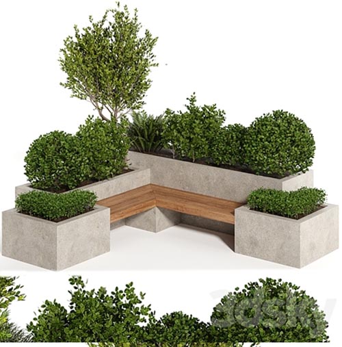 Urban Furniture with plant-set 03