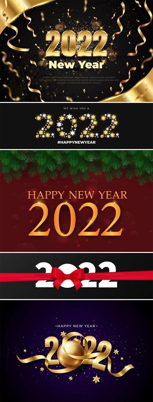Happy New Year 2022 Banners & Backgrounds Collection Vol.3 - 10+ Vector Templates