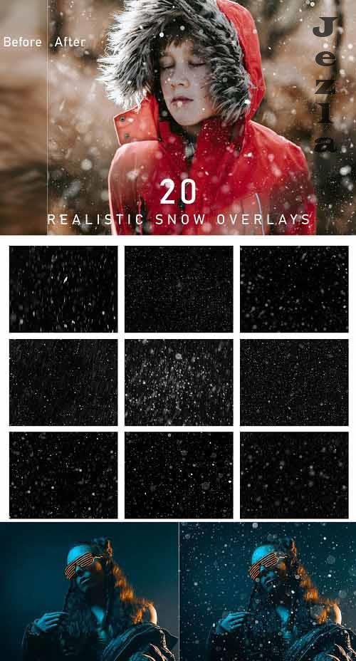 20 Realistic Snow Overlays, Snow PNG Backgrounds, Snow Dust