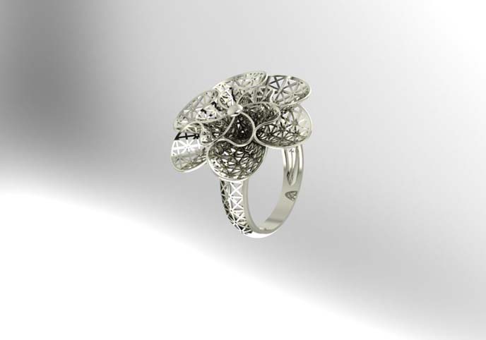 Ring 3D print model flower for women