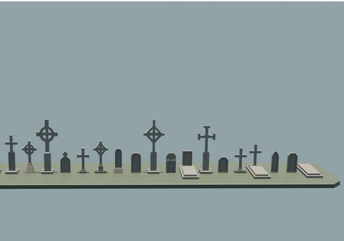 Low poly gravestones