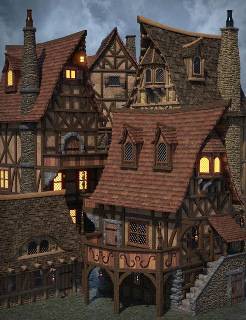 Medieval Village Houses Construction Set