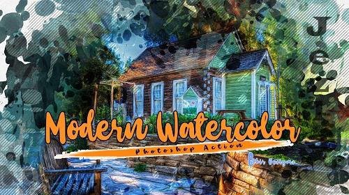 Modern Watercolor Photoshop Action - 6793569