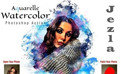 Aquarelle Watercolor PS Action - 6880823