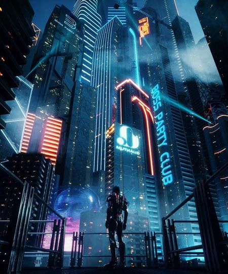 C4D Octane render Cyberpunk city Batman Gotham City CBD Skyscrapers 3D Model