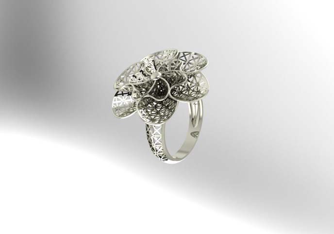 Ring 3D print model flower for women