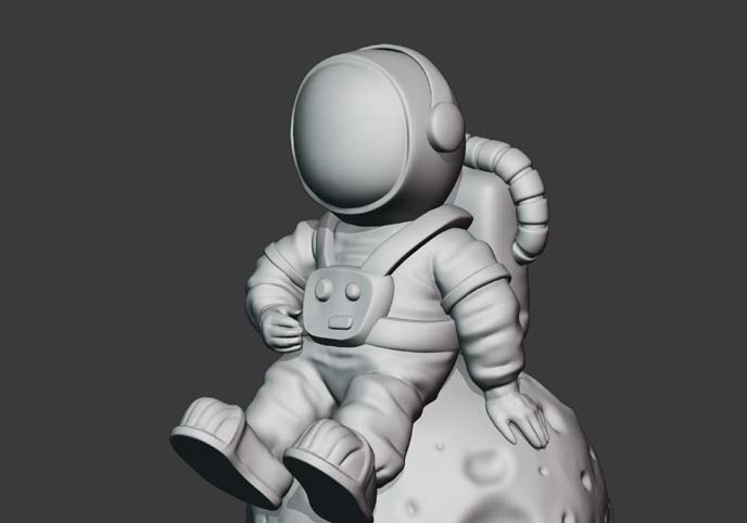 Astronaut sitting on the moon printable model