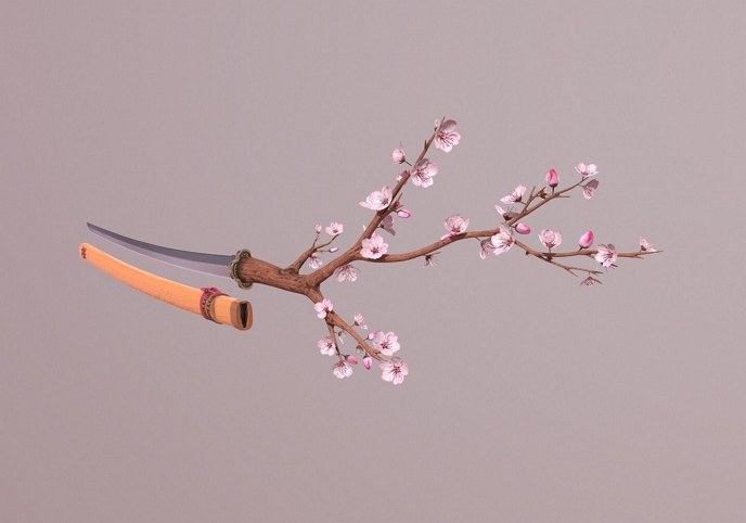 Katana Sakura Free low-poly